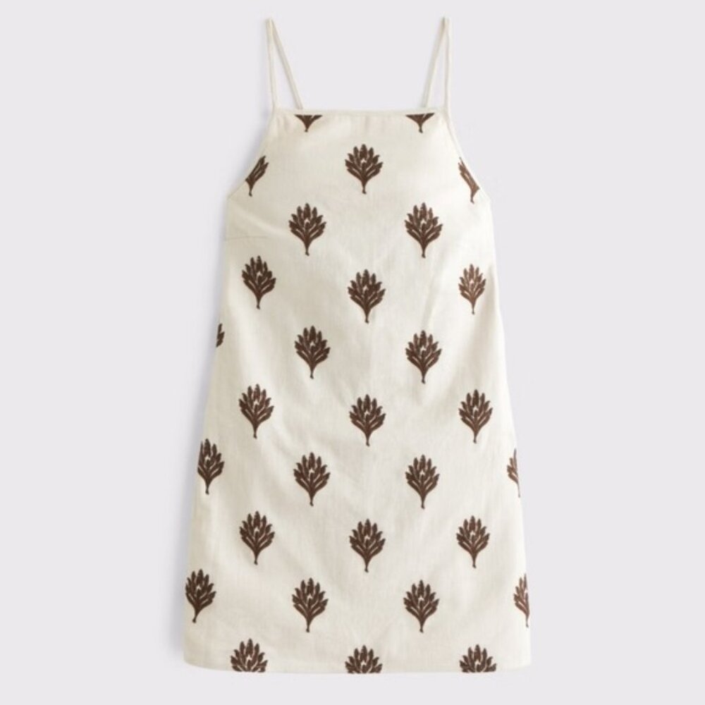 Abercrombie & Fitch Linen-Blend Apron Mini Dress Medium Petite NWT